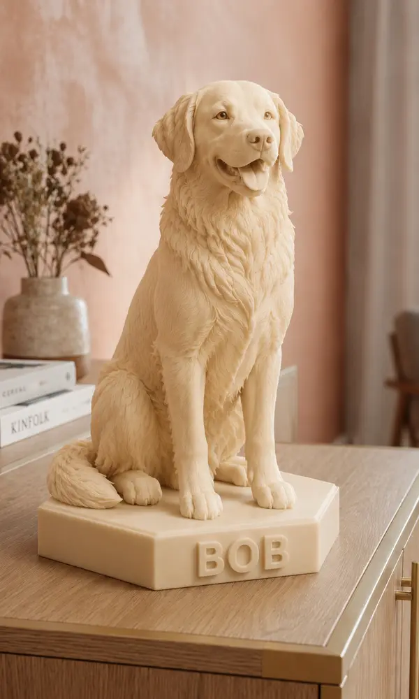 Escultura 3D personalizada de um cão em resina